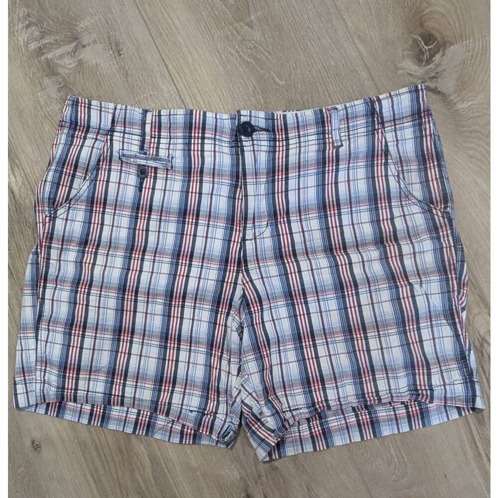 Faded Glory Americana Plaid Bermuda Shorts Women's 14 4th of July Patriotic